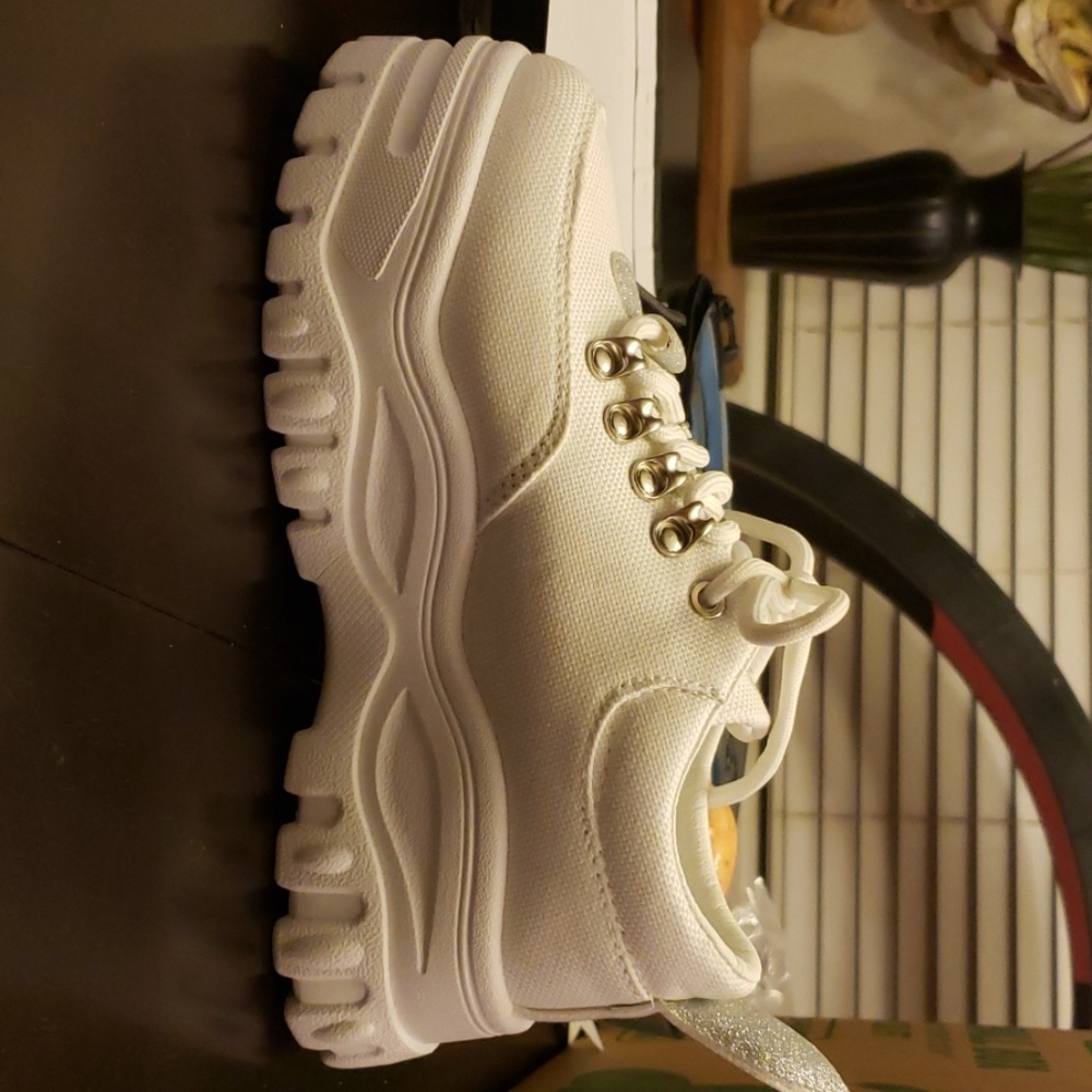 White platform trainers